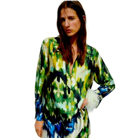 Zara V-Neck Tunic blouse long sleeve NWT - Picture 1 of 8